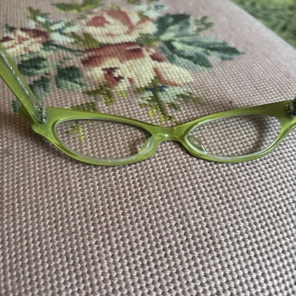Vtg y2k Spectaculars Green Cruella 2 Fabulous Cat Eye Glasses Sparkle gem Retro